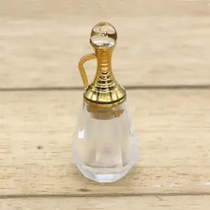 בקבוק בושם קוורץ יהלום בקבוק תליון זהב צהוב מעגל לובסטר אבזם שמן אתרי תליון אבן קריסטל