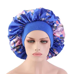 MOTE-ZA251 berretto da notte in raso di alta qualità con stampa cofano in raso cuffie in seta per capelli berretto da notte in seta più grande da donna