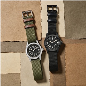Bracelet de montre Jettda Premium en nylon rayé avec breloques, en tissu Natos, une seule pièce, côtelé, avec boucle déployante, logo personnalisé, compatible avec Hamilton - Product Image 1