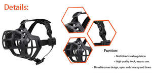 <span class=keywords><strong>Bozal</strong></span> de cesta de goma de silicona personalizado del fabricante Qbellpet para perros medianos y grandes, <span class=keywords><strong>bozal</strong></span> táctico de entrenamiento de plástico para perros transpirable - Product Image 6