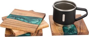 Nuevo Juego de 4 Posavasos de Resina Epoxi y Madera de Olivo para Bar, Cocina, Hogar, Apartamento - Product Image 4