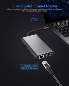 Hub multifonction 11 ports <span class=keywords><strong>USB</strong></span>-<span class=keywords><strong>C</strong></span> en alliage d'aluminium avec 4 ports <span class=keywords><strong>USB</strong></span> 3.0, 3,5 mm AUX, SD/Micro SD, VGA/<span class=keywords><strong>LAN</strong></span> - En stock - Product Image 6