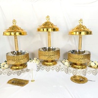 Grande capacité 8L en acier inoxydable or chauffe-plats avec couvercle de suspension nouvelle marmite pour buffet fêtes mariages chauffage au carburant en métal
