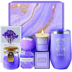 Set keranjang Set untuk wanita, hadiah Hari Ibu Lavender pribadi Santai Spa Lavender