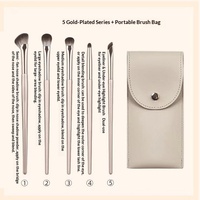 Ensemble de 15 pinceaux de maquillage en fibres synthétiques dorées avec manche en plastique, pinceaux pour fard à paupières et blush, ensemble complet portable, origine Henan