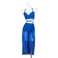 Nouveau Style Nylon et maille dames chic haut exotique Sport vêtements fente jambe large pantalon femmes Sexy taille haute pôle danse porter