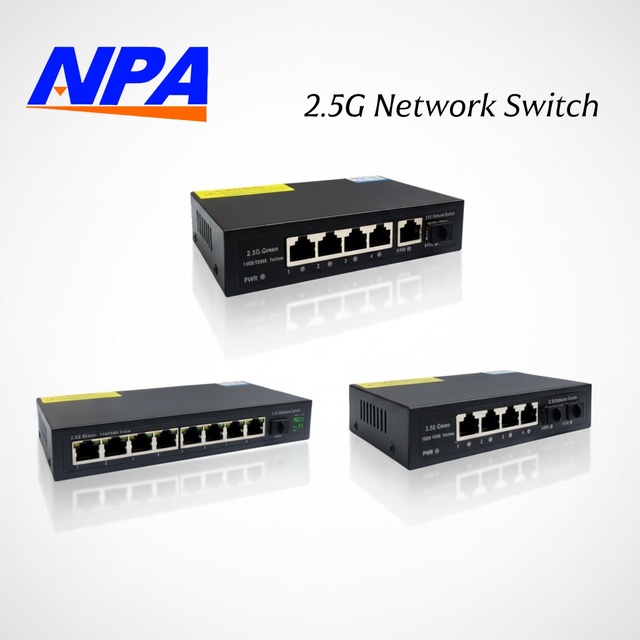 Anpa OEM/ODM 2.5G 4/5/8-Port 10G SFP RJ45 12V 60Gbps IEEE802.3 10Kbytes 100000 Hours MTBF Stackable CCTV Switch