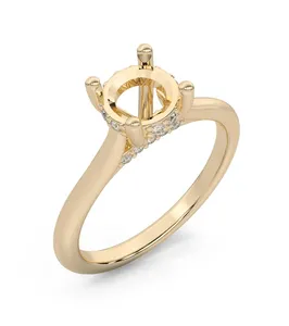 Anello di fidanzamento solitario in oro rosa giallo bianco 14 carati con anello a quattro punte semplice anello di fidanzamento con montaggio Semi semplice