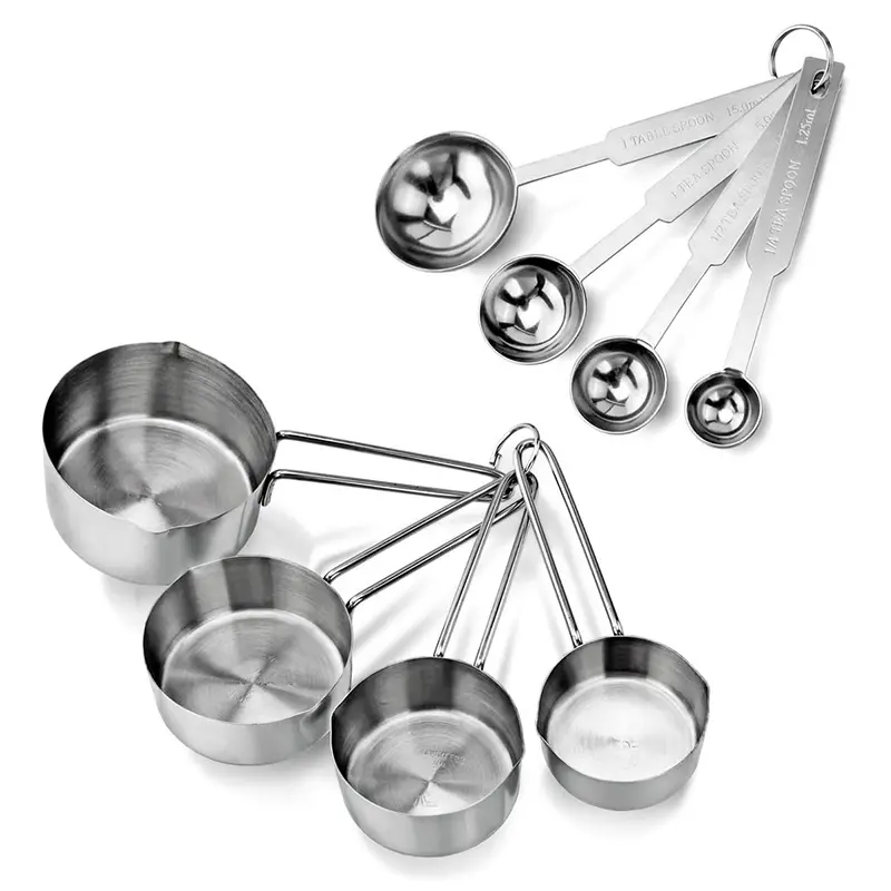 Measuring Cups and Spoons Set Stainless Steel Dry Measuring Cup and Spoons for Kitchen DIY Making Dry and Liquid Ingredients
