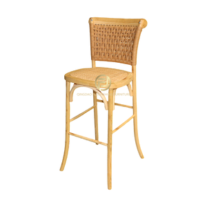 Chaise en <span class=keywords><strong>bois</strong></span> massif naturel avec dossier en rotin tressé pour événements de mariage et salle à manger - Product Image 2