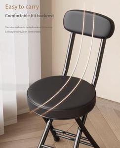 Sedia Pieghevole in Metallo con Seduta in PU dal Design Moderno, con Cuscino Spesso, per Interni ed Esterni, Arredamento per <span class=keywords><strong>Soggiorno</strong></span> - Product Image 5