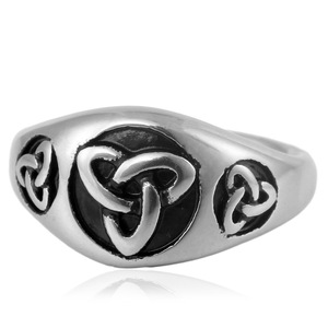 yunnique Celtic Symbol <b>Titanium</b> Steel <b>Ring</b> Unisex Gift Jewelry Geometric Design Steel Color - Product Image 4