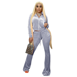Private Label Latest Design Custom logo Blank Women Ladies Sport <strong>Velour</strong> <strong>Tracksuit</strong> - Product Image 3