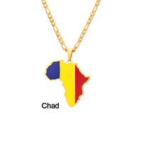 Collier pendentif en acier inoxydable émaillé avec carte du continent africain et drapeau national de la République du Soudan, cadeau souvenir patriotique