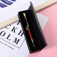Boîte cadeau en papier pour stylo, fermeture magnétique, ruban noir, insert en velours, boîte d'emballage rectangulaire pour stylo, vente en gros