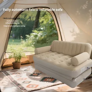 2-in-1 Inflatable PVC Sofa <strong>Bed</strong> Flocking Cover Portable Foldable Chair Mattress Camping Lounge Air Couch for Home Outdoor <strong>Travel</strong> - Product Image 5