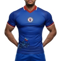 Maillot de football Haïti 2026WC Fédération Haïtienne de Football Essential HaitiSEATA Nouveau T-shirt décontracté respirant à col montant pour homme