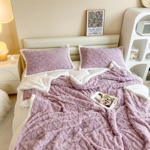 Bán Buôn Sherpa Dày Mờ Ấm Mềm Lớn Ném Giường Sofa Flannel Sherpa Lông Cừu Chăn Trong Vòng 4Kg - Product Image 5