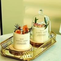 Bougie parfumée artisanale de luxe en cire de soja avec fleurs séchées, décorations créatives pour la maison, bougies en forme de pilier parfumées