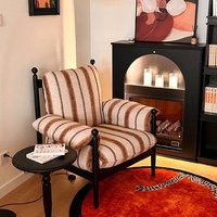 Fauteuil de salon traditionnel en métal et coton avec dossier inclinable - Durable, écologique, doux pour une utilisation à l'hôtel et à la maison