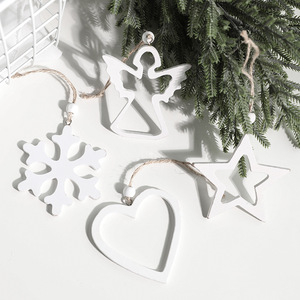 Decorazioni natalizie in legno: albero di <span class=keywords><strong>Natale</strong></span> intagliato, cuore in legno, pentagramma, fiocco di neve, angelo pendente, regalo - Product Image 4