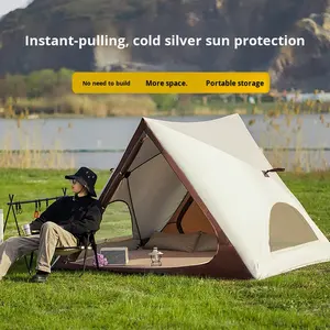 Tenda Dome Pantai Satu Kamar Tidur 2 Orang Portabel untuk Berkemah di Luar Ruangan Empat Musim Otomatis Buka Cepat Pelindung Matahari Fiberglass 210D - Product Image 4