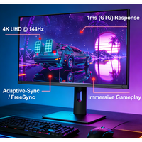 Moniteur de jeu IPS UHD 32 pouces 144 Hz avec résolution 4K HDR, G-Sync et interface AMD FreeSync DP pour le jeu