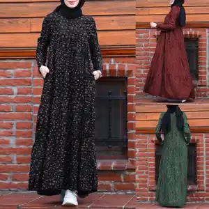 Desain baru jubah Islami Muslim gaun wanita Maxi panjang Linen gaun Turki 2024 pakaian Muslim untuk wanita