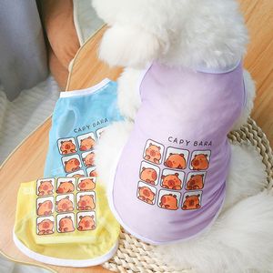 Gilet pour animaux de compagnie imprimé capybara, vêtements d'été en maille respirante pour chiens et chats, jaune, violet, bleu - Product Image 1
