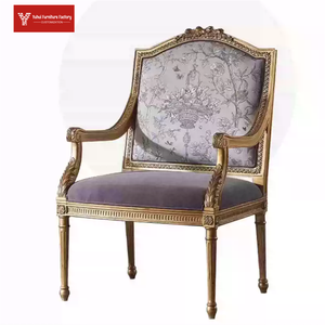 Sofá de tela con estampado dorado retro vintage estilo campestre americano, sillón de ocio para balcón con tallado francés estilo palacio - Product Image 4