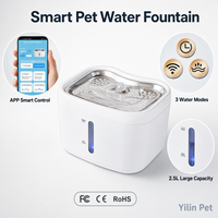 Fontaine à eau intelligente sans fil moderne en acier inoxydable pour chats et chiens, avec capteur de mouvement, filtration circulante, ultra-silencieuse pour animaux de compagnie - Yilin Pet