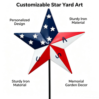 Décoration de jardin patriotique en métal avec étoile USA pour le 4 juillet, à installer dans la pelouse extérieure
