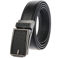 Ceinture en cuir automatique pour homme, texture patchwork, avec boucle à cliquet, logo laser personnalisé disponible, vente en gros