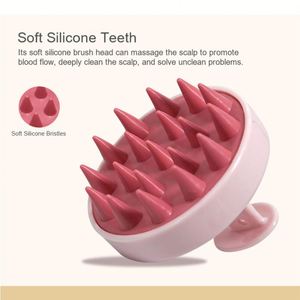 New Product Hair <b>Wash</b> <b>Brush</b>: Solid Color Round Hole Handle Hair <b>Wash</b> <b>Brush</b>, Silicone Head Massage <b>Brush</b> - Product Image 2