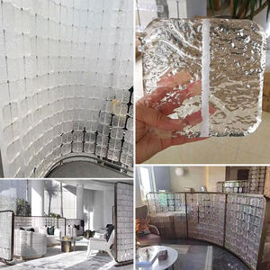 Ladrillo de Vidrio Pequeño con Esquina Redondeada Pulida y un Solo Orificio para Pared Divisoria de Altura Completa, Textura de Piedra, Ladrillos de Vidrio Cristalinos - Product Image 3