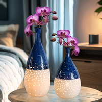 Lampe de table et vase à fleurs 2-en-1 en céramique au design moderne, flexible, simple, lampe de bureau LED E26 AC, veilleuse