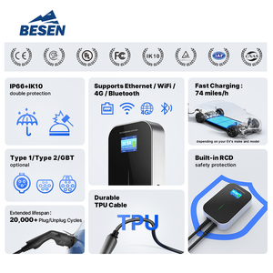 BESEN OCPP <span class=keywords><strong>Mennekes</strong></span> Ethernet EV CHARGER 32A 22kW RFID Pantalla de visualización de publicidad EV Estación de carga - Product Image 2
