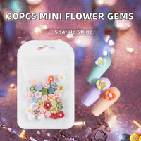 30 Pièces Nouvelles Décorations Bling Bling en Résine 3D à Dos Plat, Série Mini Fleurs Mignonnes, pour la Fabrication de Bijoux et les Breloques d'Ongles
