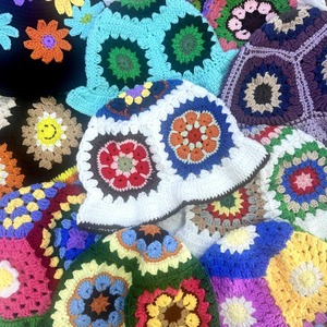 Splicing Color Handmade Knitted <strong>Bucket</strong> Flower <strong>Pattern</strong> Knitted <strong>Hats</strong> <strong>Crochet</strong> <strong>Bucket</strong> Caps for Women - Product Image 2