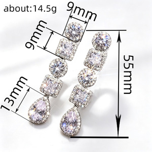 Orecchini Pendenti Geometrici con Zirconi per Donne, Eleganti Gioielli da Cerimonia e Festa - Product Image 4
