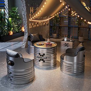 Ensemble table et chaises de <span class=keywords><strong>bar</strong></span> 4 places style industriel, en métal, baril d'huile, personnalisé, pour café, comptoir de <span class=keywords><strong>bar</strong></span>, canapé commercial - Product Image 4
