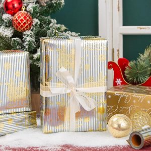 Christmas Wrapping Paper Reversible Silver Gold Sled Design 17 In X 32.8 Ft Roll Gift Craft Use - Product Image 2