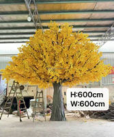 Arbre artificiel en plastique écologique Ginkgo 250 cm de haut, personnalisé, jaune doré, pour extérieur, décoratif, simulation d'arbre, Pâques