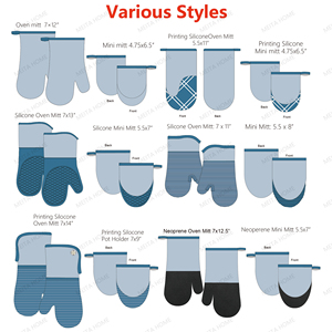 Màu Xám 2-pc Set Silicone In Cotton Linen Bếp Sử Dụng Lò Vi Sóng Găng Tay Găng Tay - Product Image 6