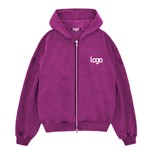 Sudadera con capucha y cremallera para hombre con logo personalizado, estilo casual vintage, de algodón lavado, para hombre, ropa urbana, de alta calidad. - Product Image 5