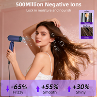 Sèche-cheveux professionnel compact pliable à ions haute vitesse, moteur sans balais 110000 tr/min, température constante, MeStar