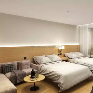 3 Star Hotel Bedroom Furniture Complete Twin Room Sets With Wooden Bed Frame Desk TV Unit Nightstands Wardrobe <b>Side</b> <b>Table</b> & <b>Sofa</b> - Product Image 1