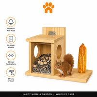 Mangeoire pour écureuils en bois de pin de qualité supérieure, grande capacité, sanctuaire pour la faune avec plateforme d'extension pour la décoration extérieure