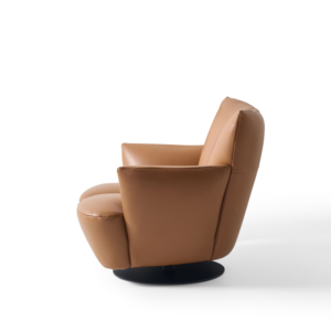 <span class=keywords><strong>Poltrona</strong></span> Girevole Moderna con Schienale Alto e Braccioli Imbottiti, Base in Acciaio al Carbonio per Soggiorno, Hotel, Villa - Product Image 3