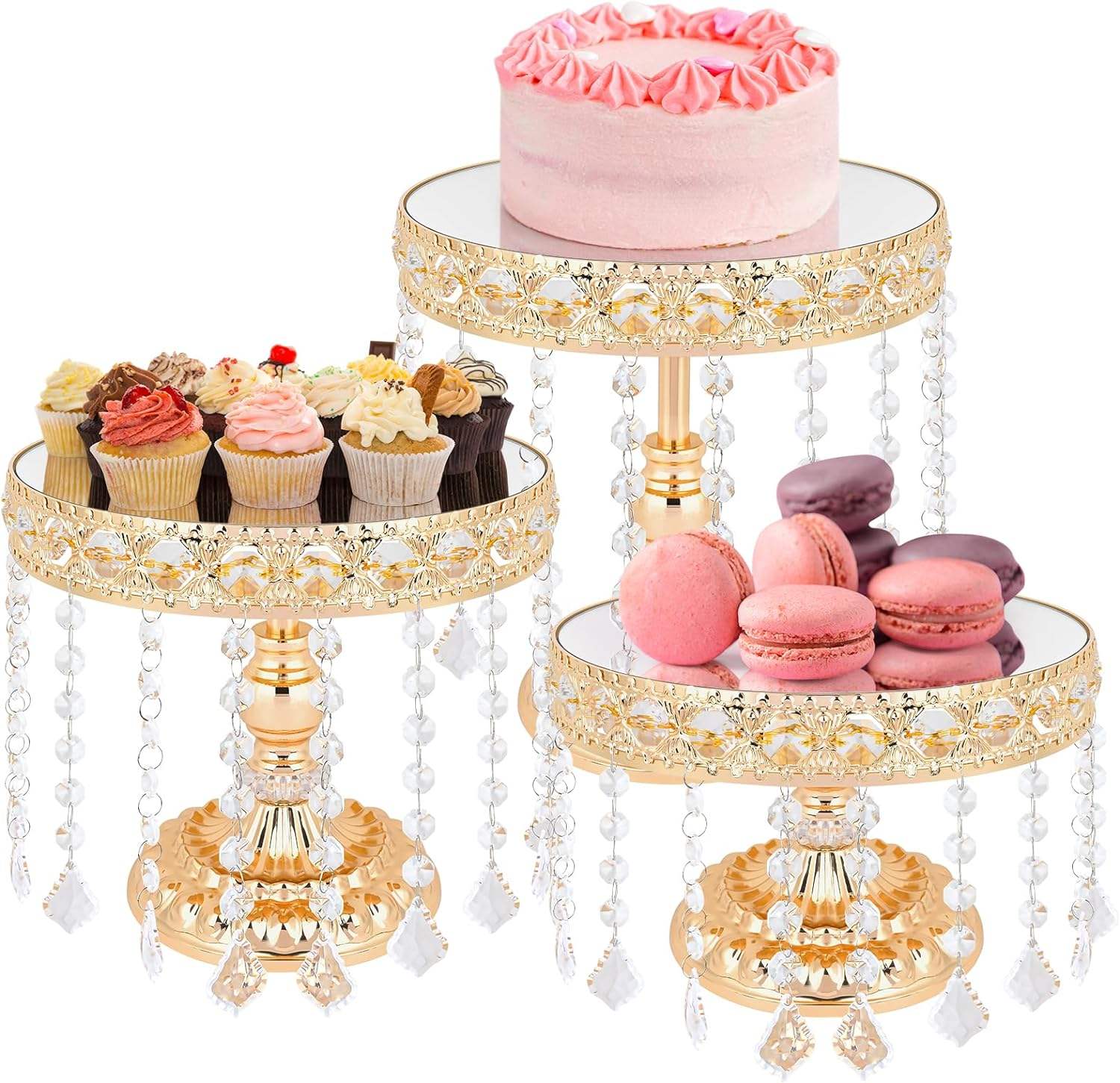 Elegant Pearl Crystal Cake Stands Perfect for Weddings